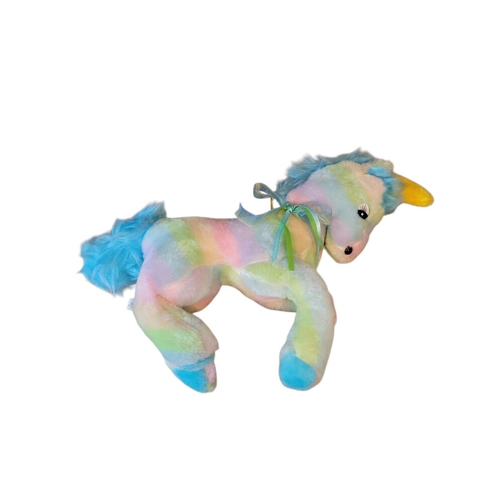 Vintage Superior Toy and Novelty Rainbow Unicorn Plush 15" Stuffed Animal EUC